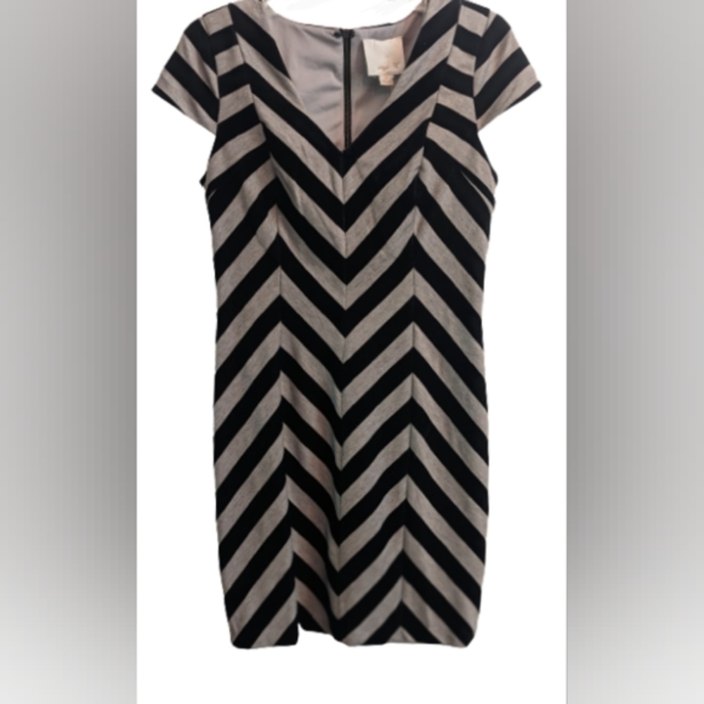 NWT Aryn K Anthropologie gray/black Chevron zip back hook & bar closure cap